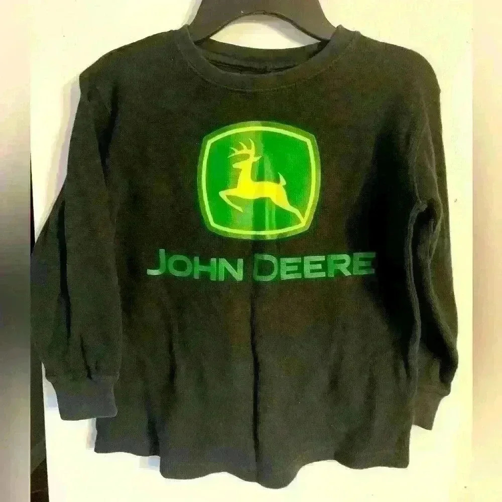 John Deere SizeL 7/8 hundred percent cotton, thermal waffle knit, long sleeve